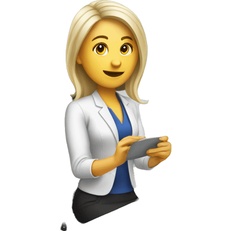 desk reception woman with computer emoji