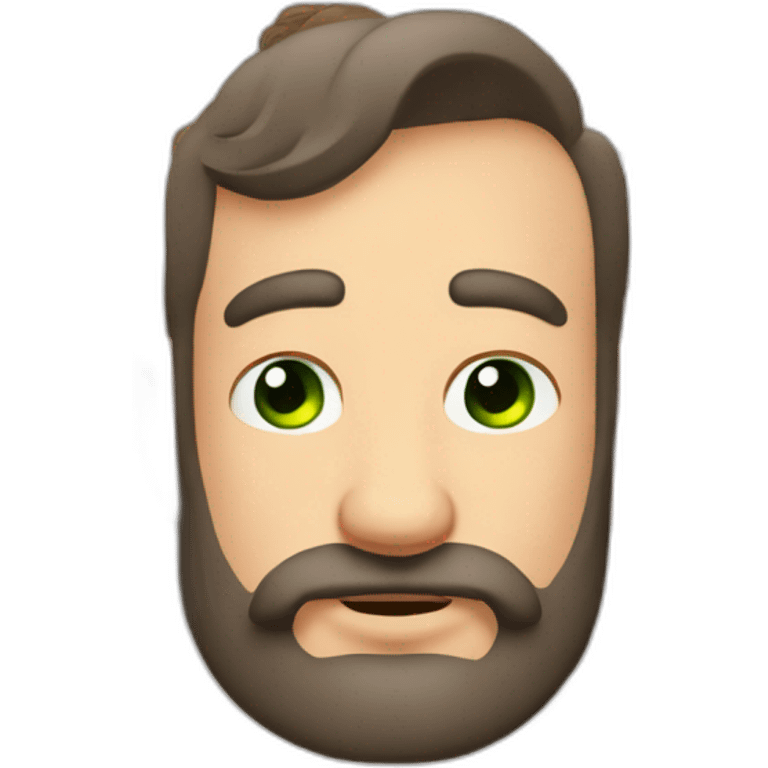 Hombre moreno con barba gordito ojos verdes fumando emoji