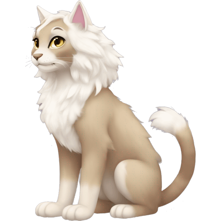 Furry, sparkle, iridescent, colorful, pastel, edgy, cool, fantasy beautiful, brown, beige, white, divine, godly, angelic, animal, anthro, full body, fursona, feline emoji