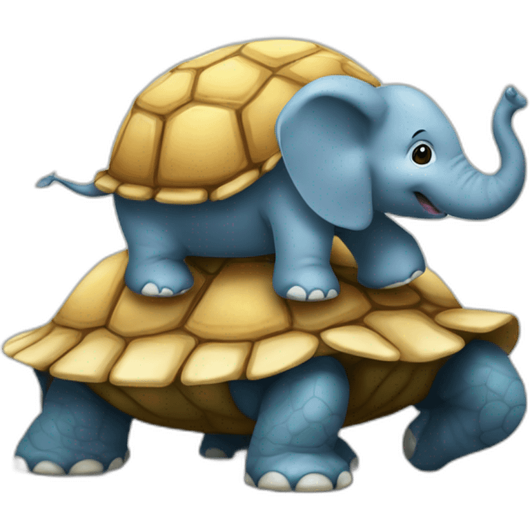 Un éléphant sur une tortue emoji