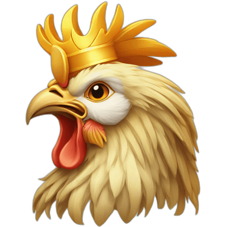 proud and howling golden phoenix rooster with a crown on its head emoji