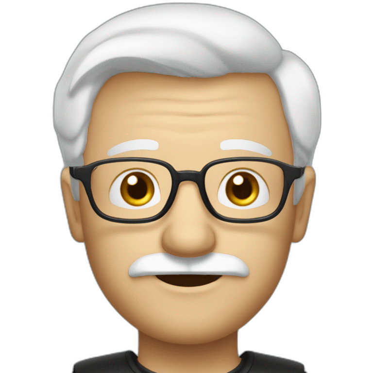 meester frank visser white hair, white mustache and glasses emoji