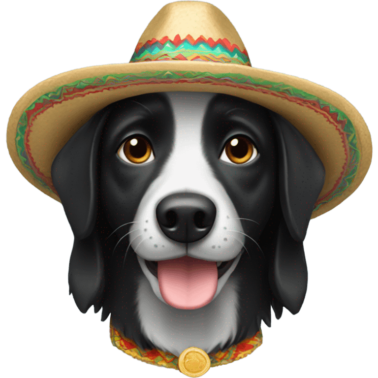 Black dog wearing sombrero emoji