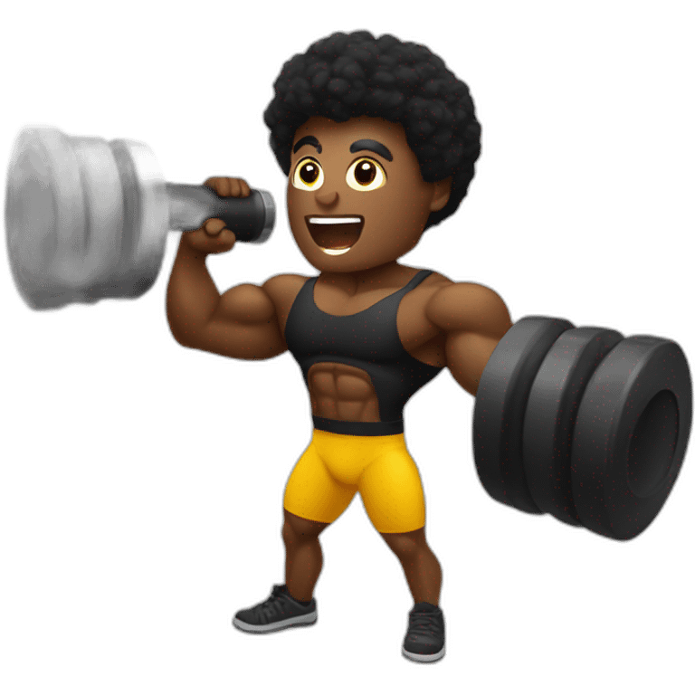 black bodybuilder with megaphone emoji