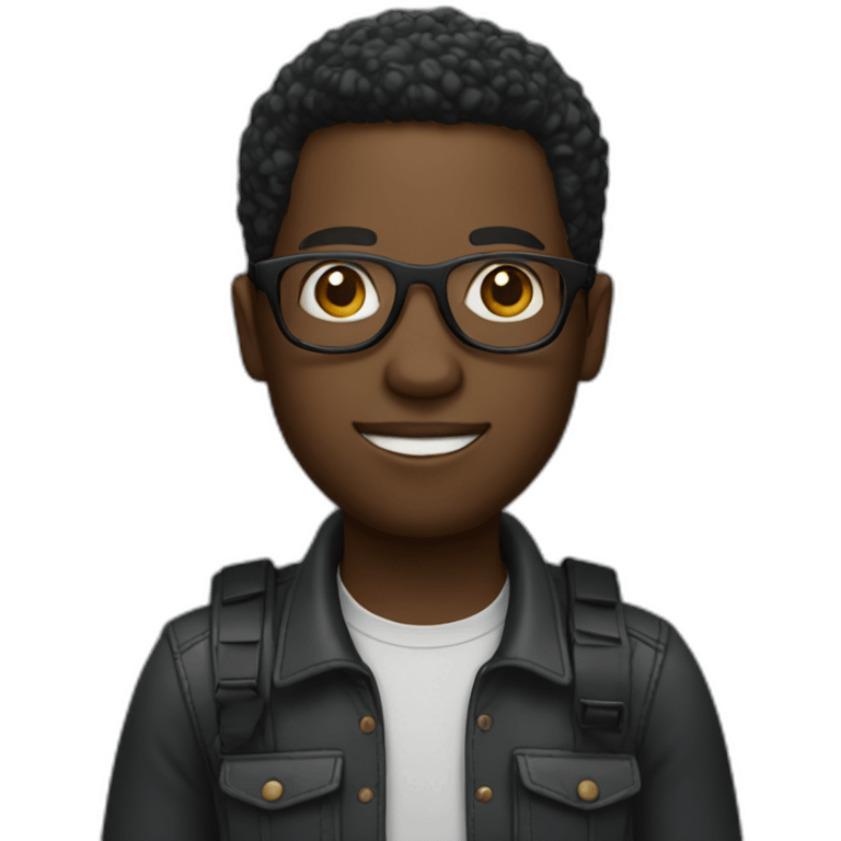 black man with a camera and glasses emoji