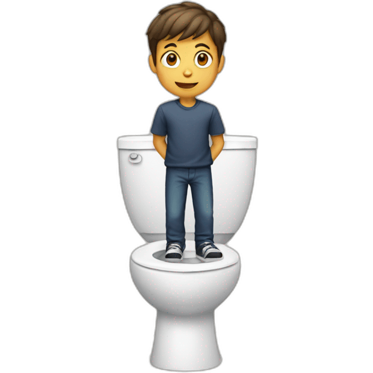 A boy standing on a toilet emoji