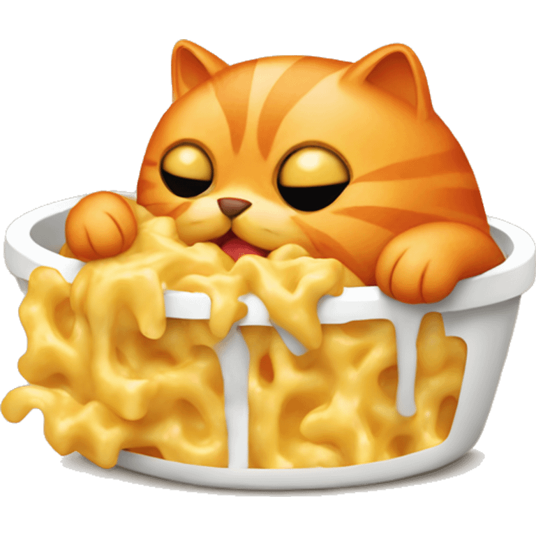 orange cat eating mac and cheese emoji