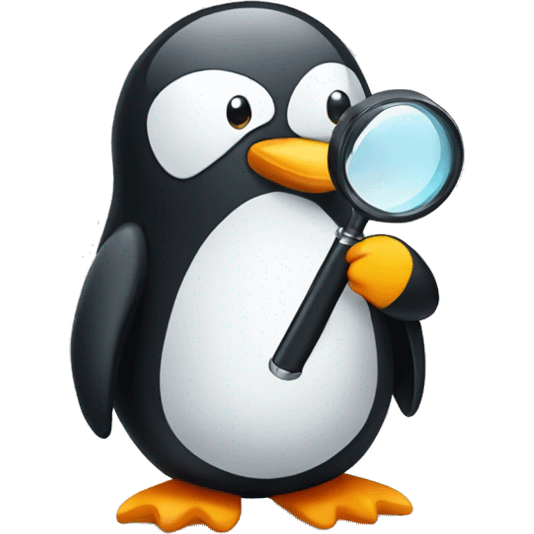 penguin holding a magnifying glass emoji