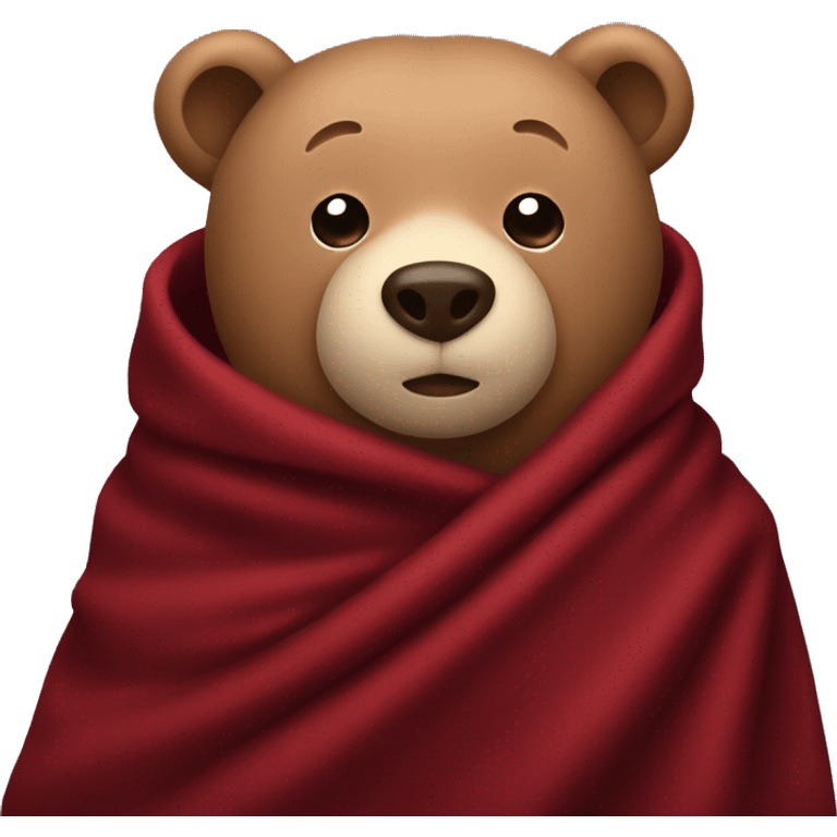 Bear wrapped in dark red blanket emoji