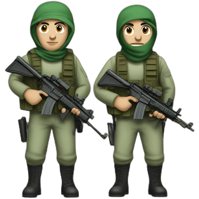 hamas and israeli fighters with rifles emoji