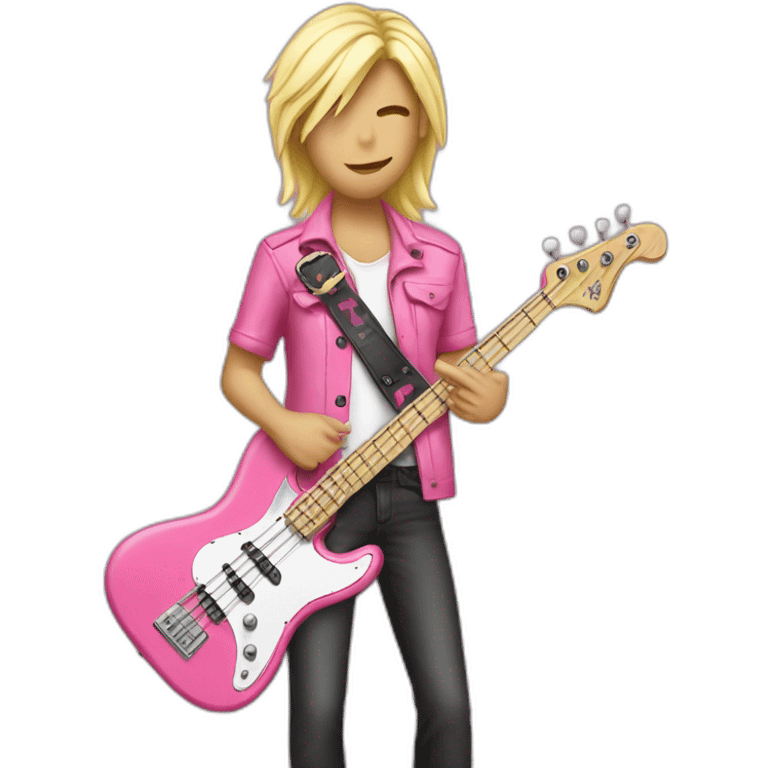 long-blond-bassguitar-player-pink-clothes-pink emoji