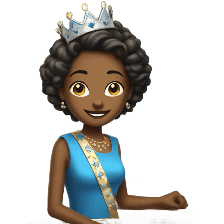 smiling boy in blue shirt dress as a queen at a casino emoji