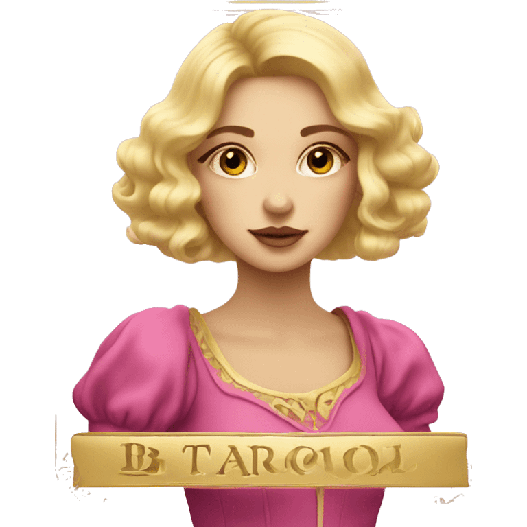 Blonde beautiful girl with pink pink tarot gold cards emoji