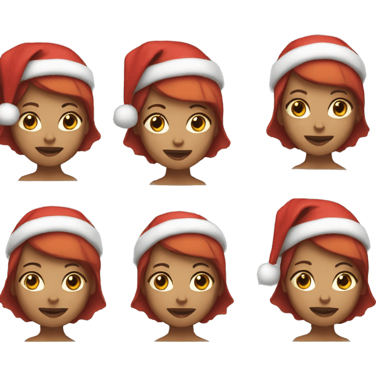 Woman with short hair and Christmas hat emoji