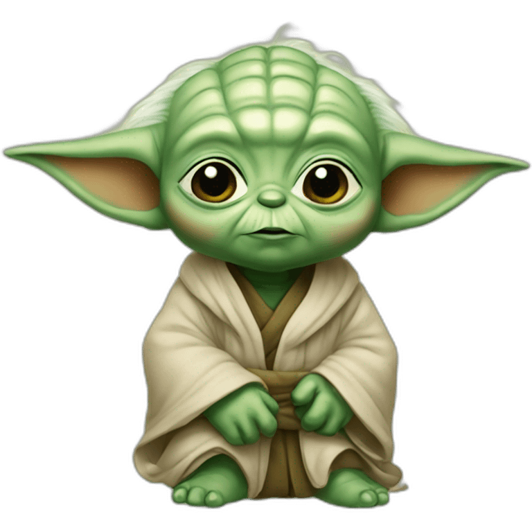 bebe yoda with a puff emoji