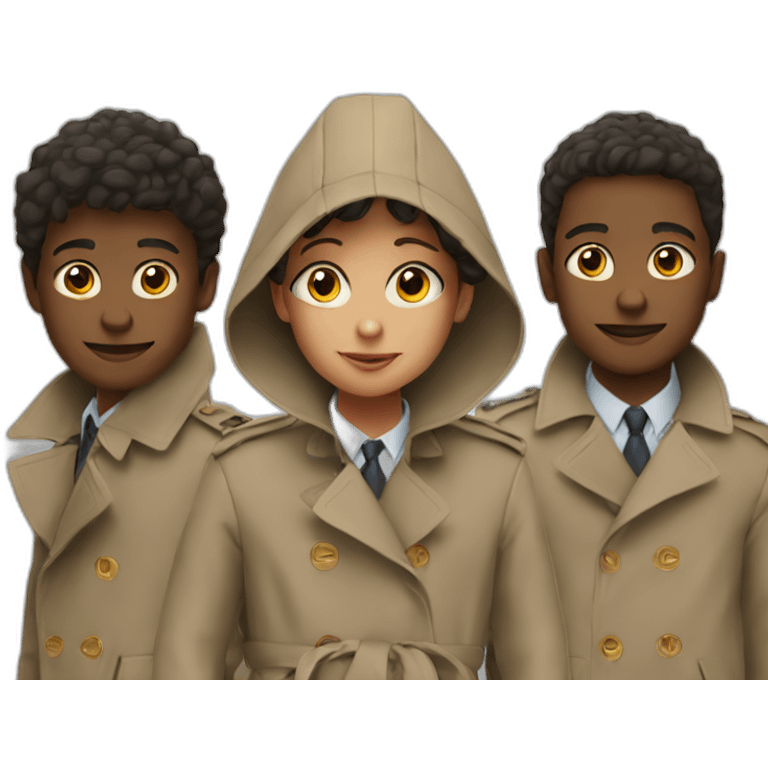 Three kids in a trench coat emoji