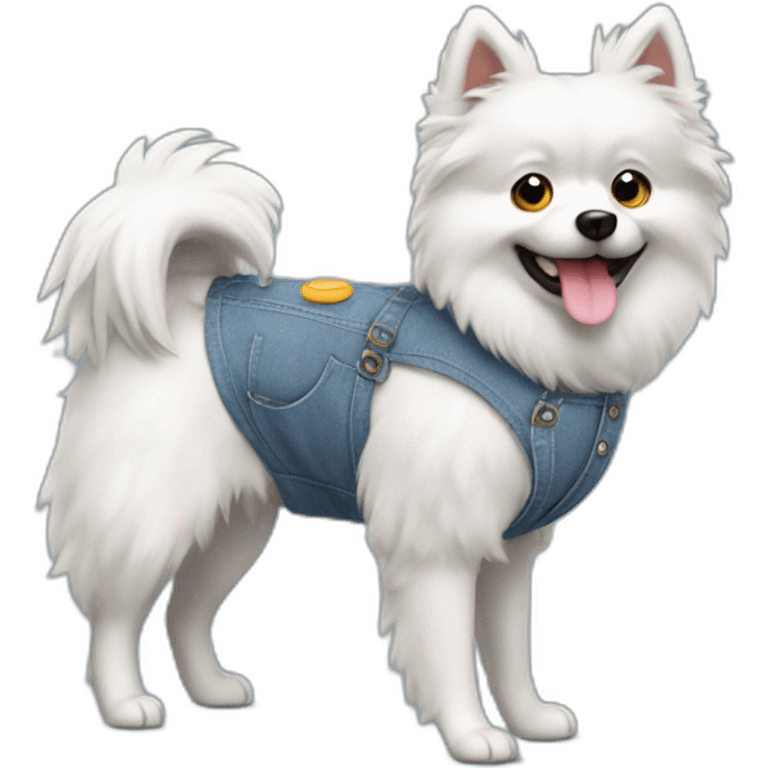 Gray spitz in overalls walking emoji