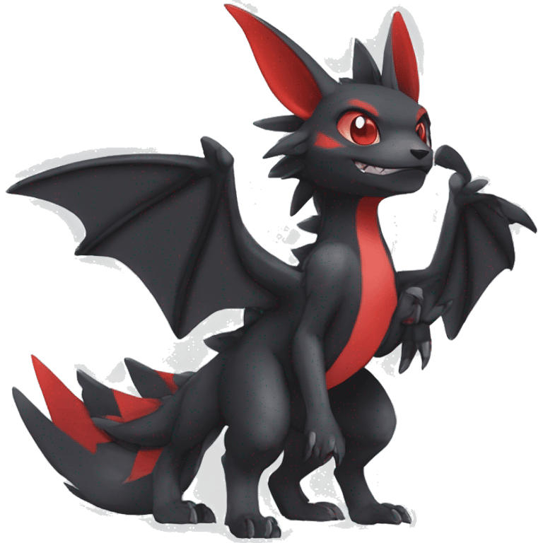 Anthro Cute cool black red nargacuga animal hybrid Fakemon full body emoji