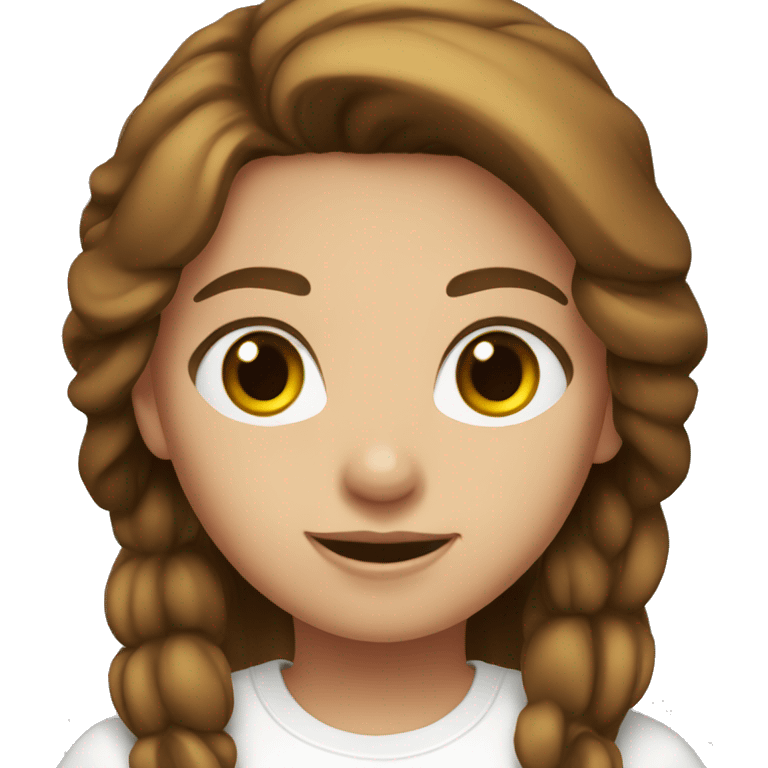 girl with brown hair, brown eyes in a white T-shirt emoji