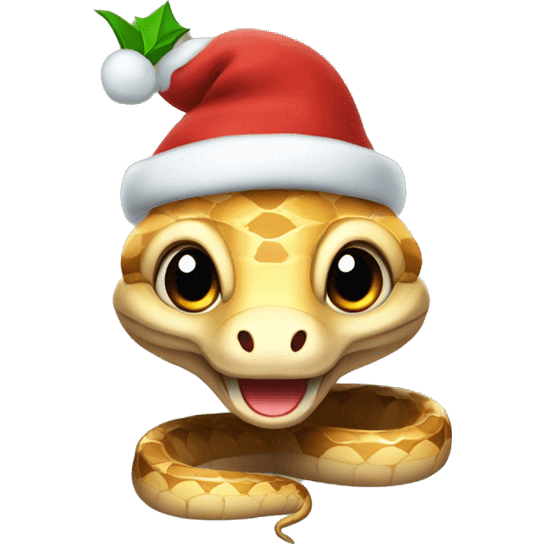 cute snake in a Christmas cap emoji