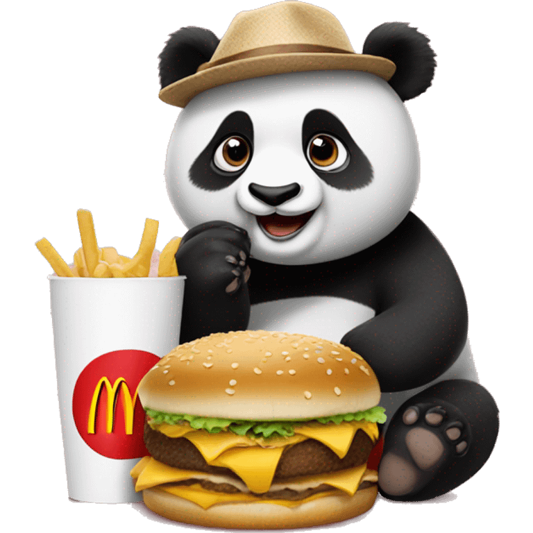 Panda bear eating McDonald’s  emoji