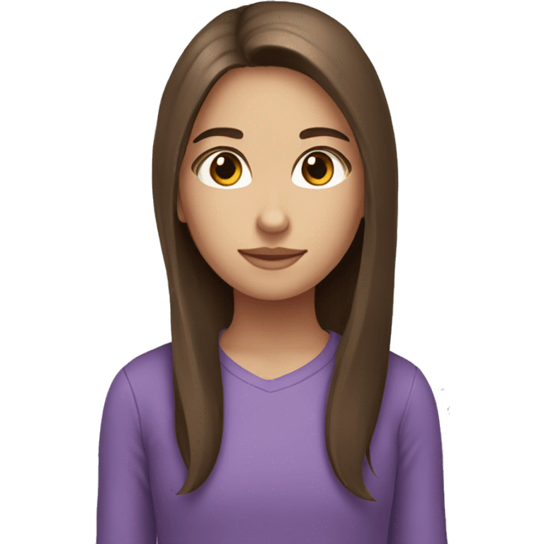 girl with brown hair long hair  brown eyes purple shirt emoji