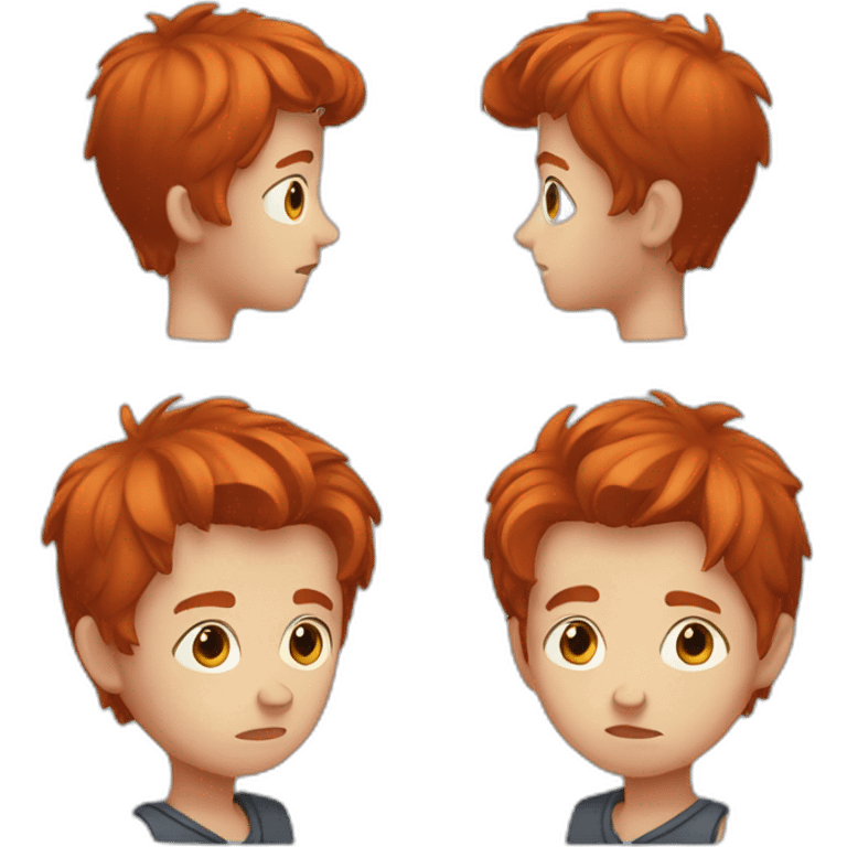 moody red-haired boy with shoulders leaned forward emoji