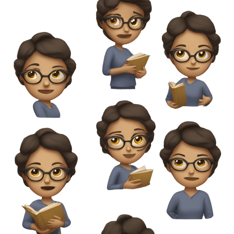 A girl with glasses and a lot of book in her arms, she looks kinda tired  emoji