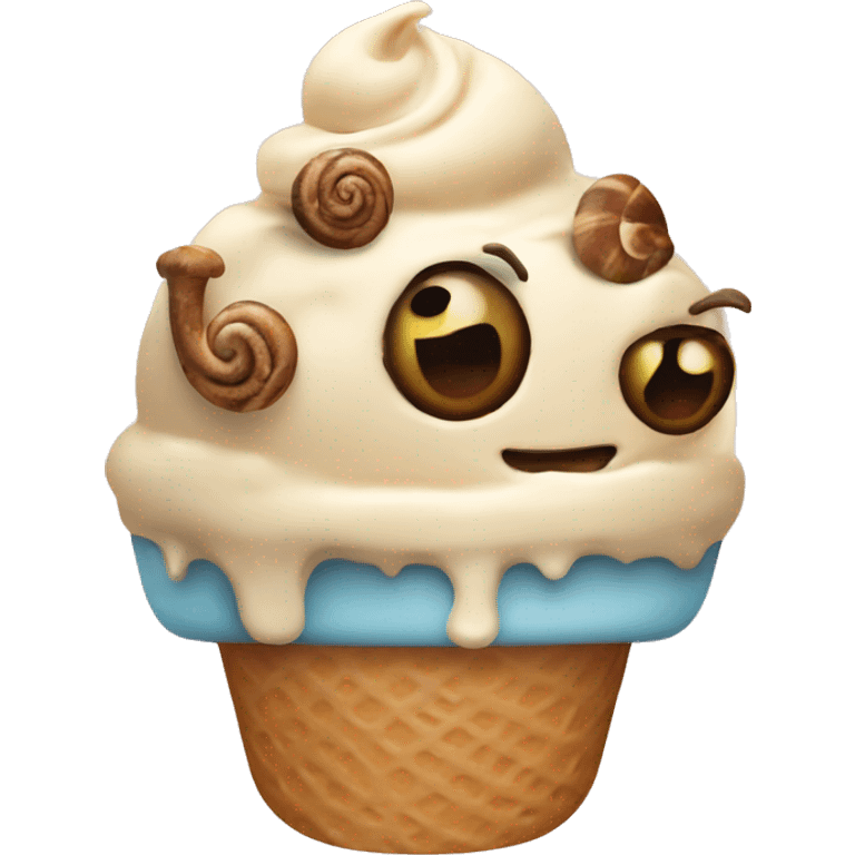 Ice cream with snails in it emoji