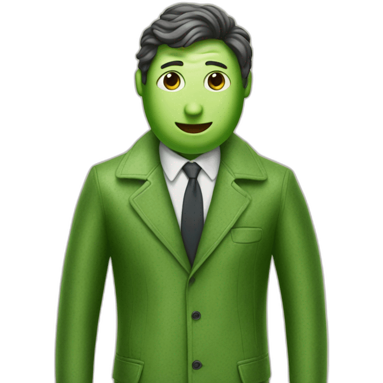 a cucumber in the shape of a man wears a Prada jacket emoji