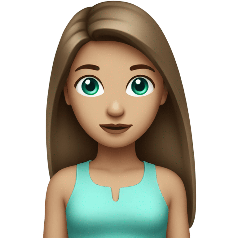 girl with long brown hair light shape and turquoise eyes emoji