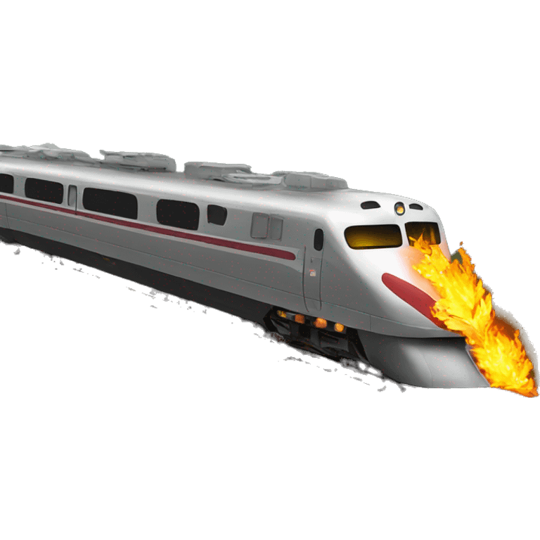 train traveling so fast that it's on fire emoji