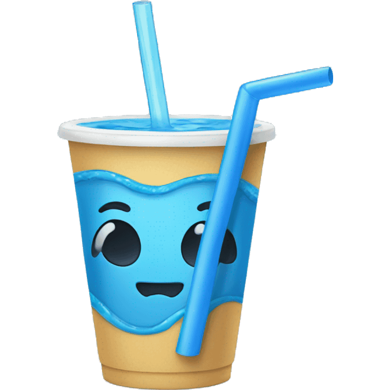 blue water cup with straw emoji