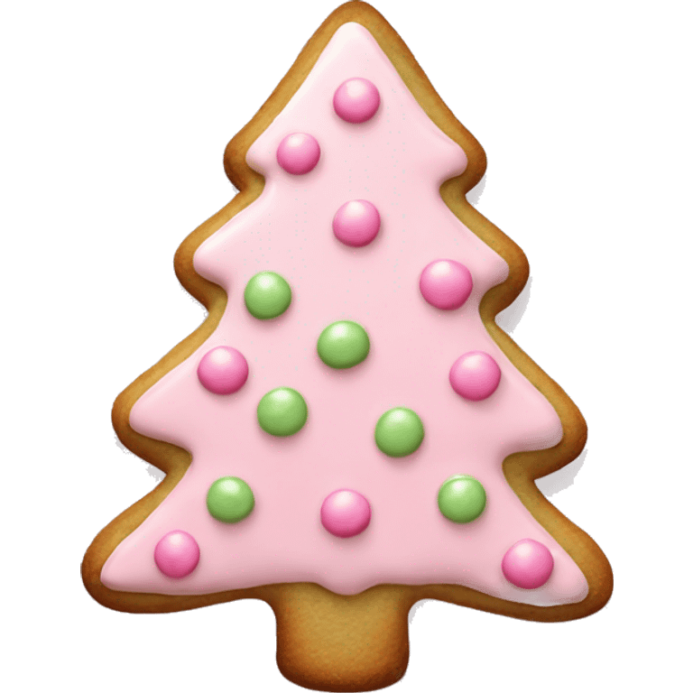 christmas tree cookie with light pink icing emoji