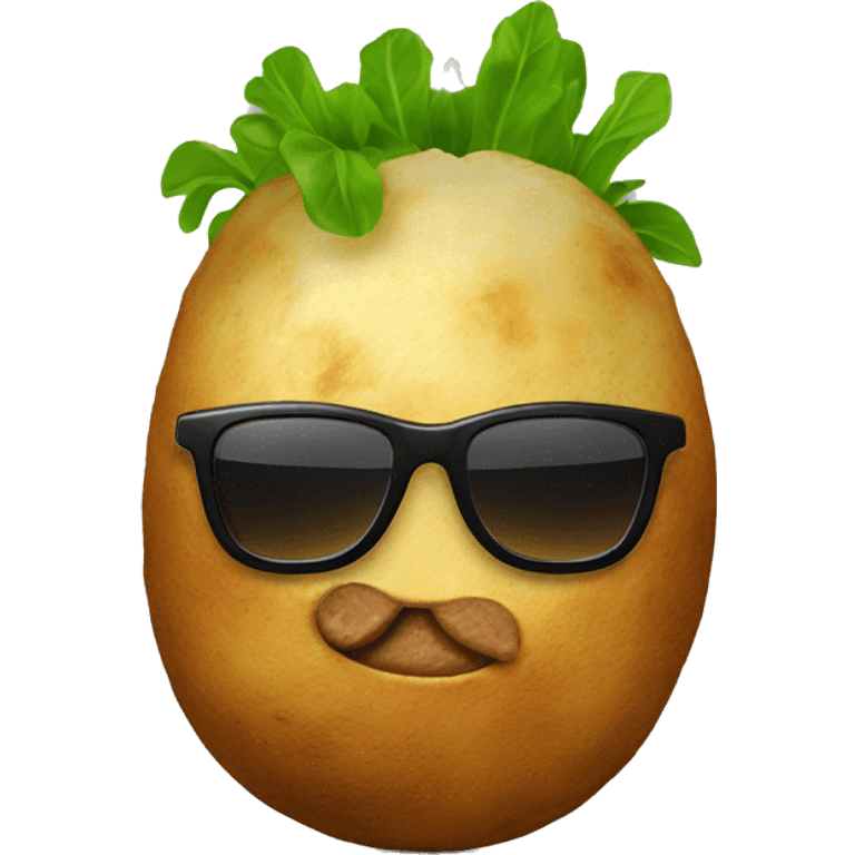 Baked potato with sunglasses emoji