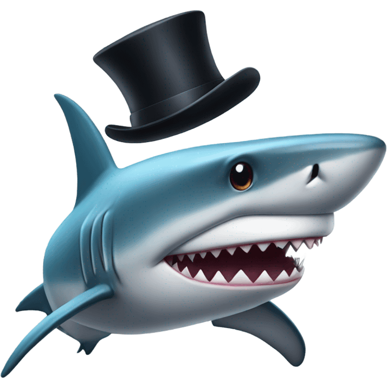 Shark with a top hat emoji