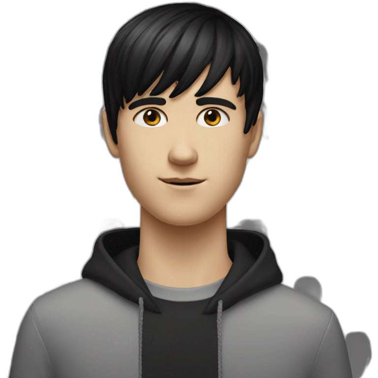 realistic white teenager guy with black bangs emoji