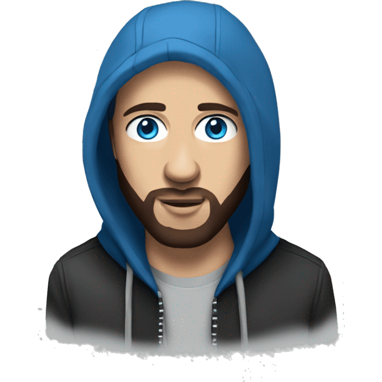 Eminem with a beard and blue eyes wearing a hoodie emoji