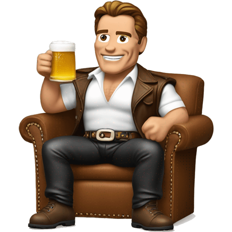 Arnold Schwarzenegger wearing Bavaria leather pants and Holding a Beer emoji