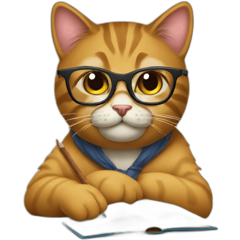 studying Cat with glasses emoji