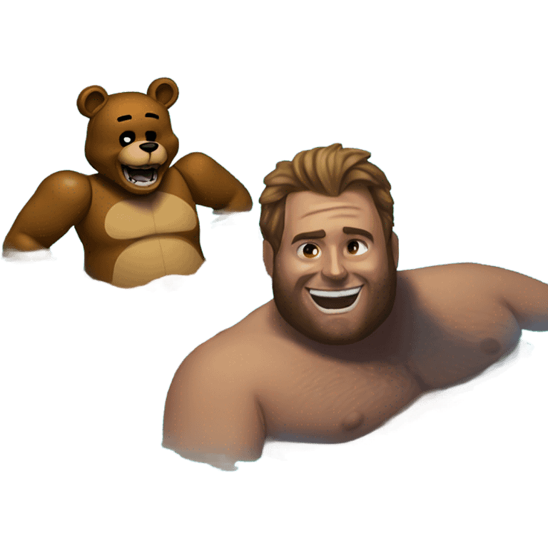 Freddy fazbear and Andrew Tate in a pool emoji