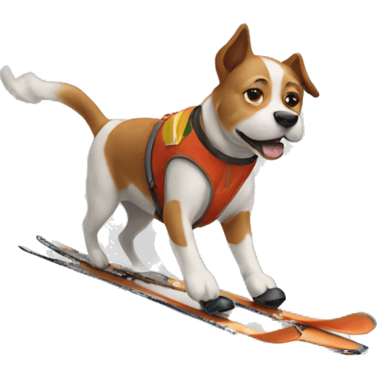 A dog skiing emoji