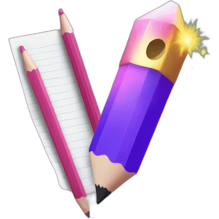 pencil and paper magic sparkles emoji