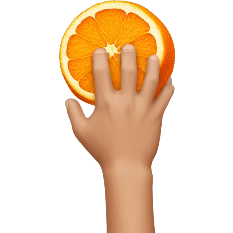 hand squeezes orange emoji