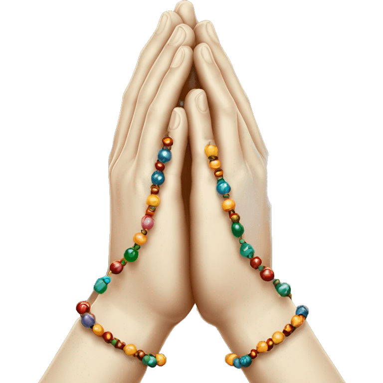 PRAYING HANDS WITH BEADED HOLY ROSARY WRAPPED AROUND HANDS  emoji