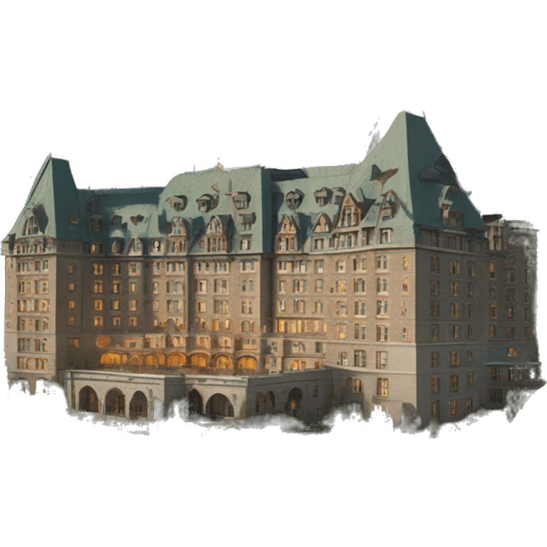 Realistic Fairmont Banff springs hotel with scenery emoji