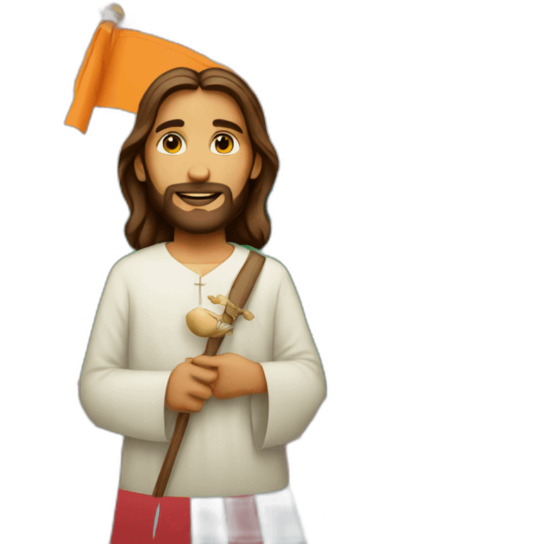 Jesus holding Indian flag emoji