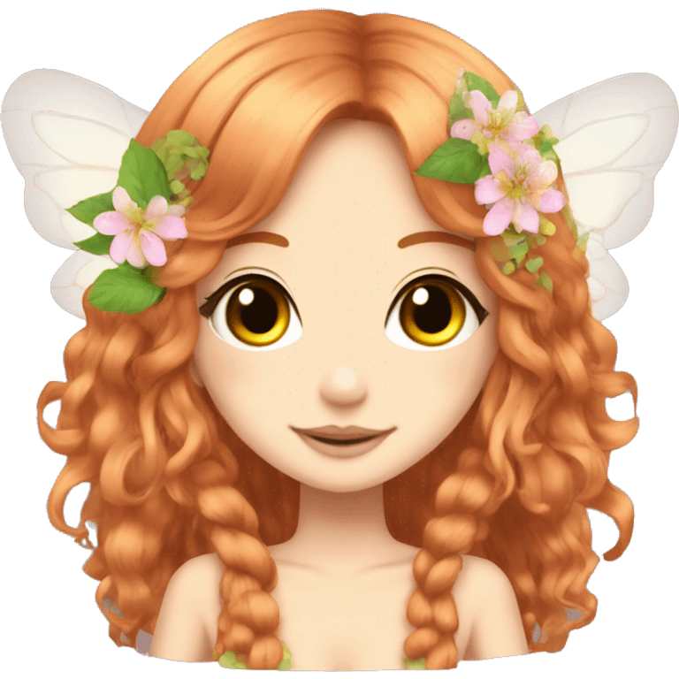 hime gyaru girl, fairy wings, ginger hair, flowers in hair emoji