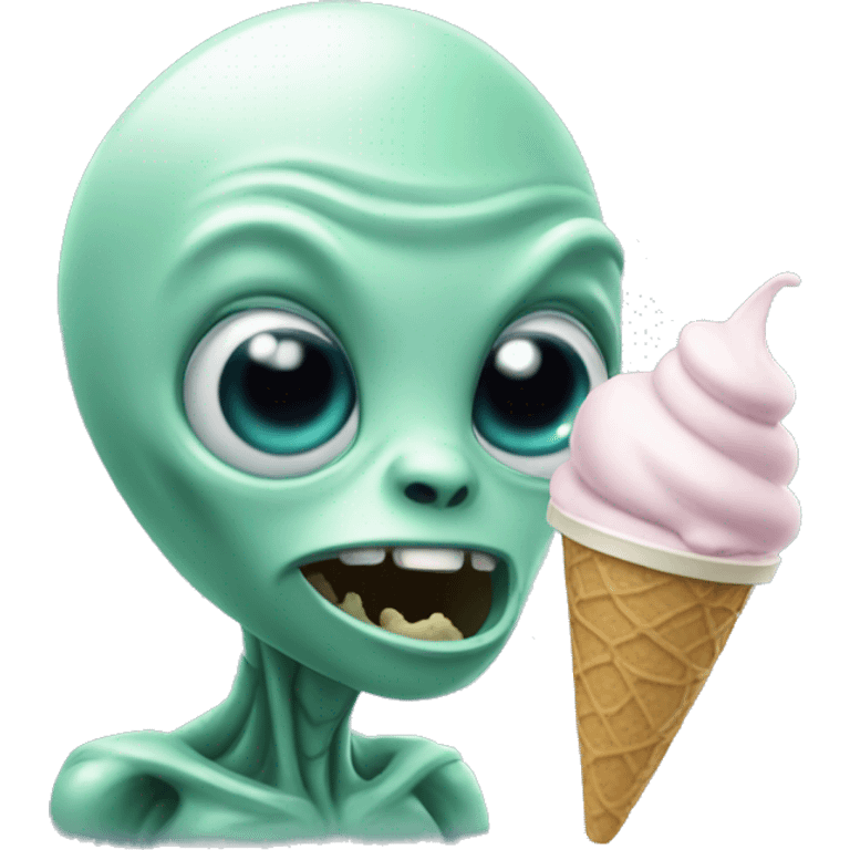 Alien eating ice cream  emoji