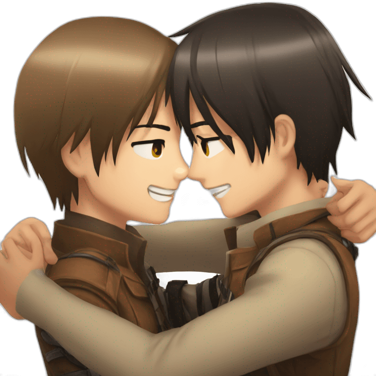 Eren and Mikasa hugging emoji